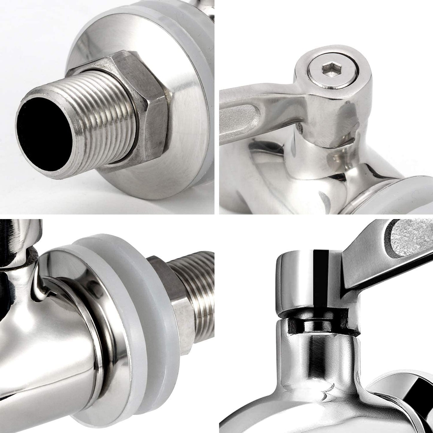 Set of 2 Stainless Steel Beverage Spigots for Glass Jar and Drink Dispenser Replacement