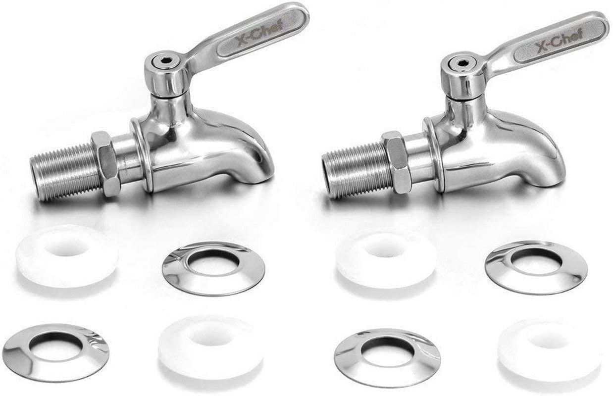 Set of 2 Stainless Steel Beverage Spigots for Glass Jar and Drink Dispenser Replacement