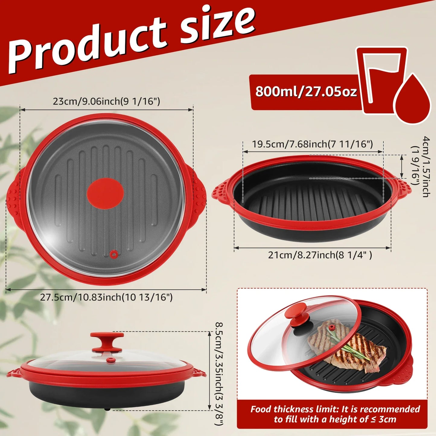 Elevate Your Cooking with the Microwave Grill Pan & Cover - Perfect for Grilling, Browning, and Crisping!