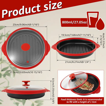 Elevate Your Cooking with the Microwave Grill Pan & Cover - Perfect for Grilling, Browning, and Crisping!