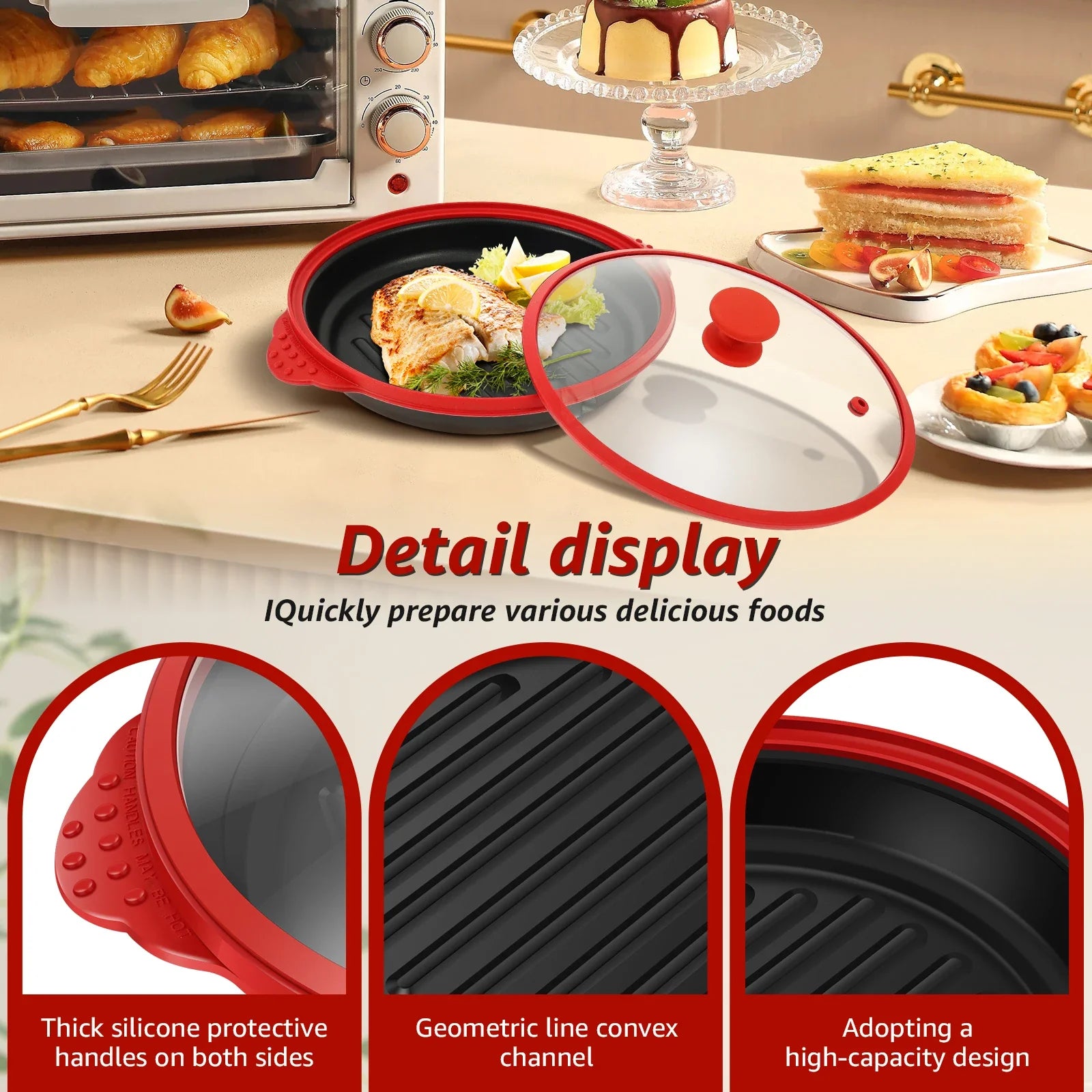 Elevate Your Cooking with the Microwave Grill Pan & Cover - Perfect for Grilling, Browning, and Crisping!