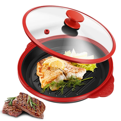 Elevate Your Cooking with the Microwave Grill Pan & Cover - Perfect for Grilling, Browning, and Crisping!
