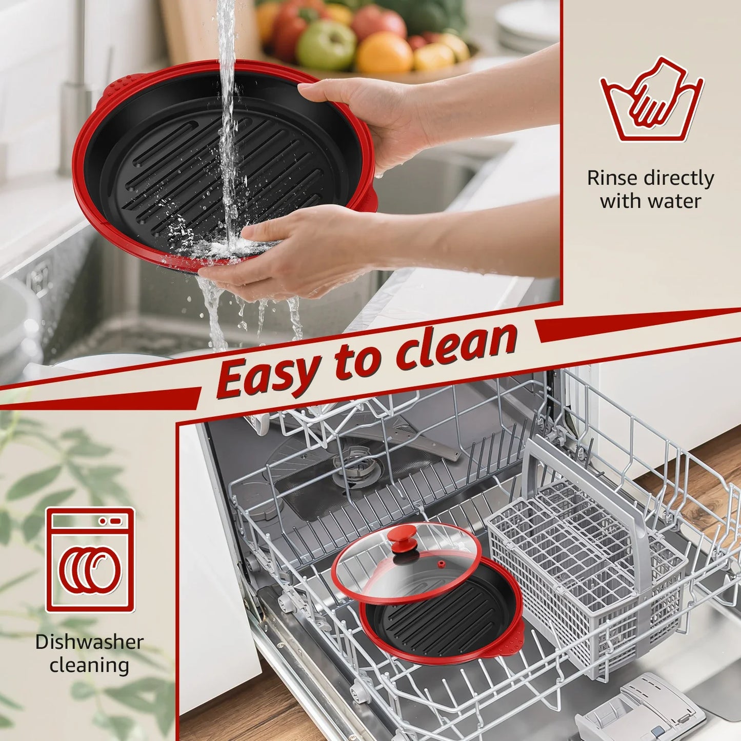 Elevate Your Cooking with the Microwave Grill Pan & Cover - Perfect for Grilling, Browning, and Crisping!