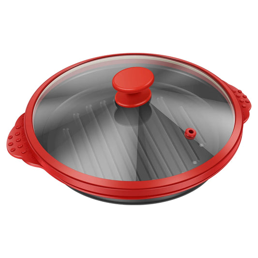 Elevate Your Cooking with the Microwave Grill Pan & Cover - Perfect for Grilling, Browning, and Crisping!