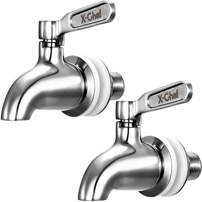 Set of 2 Stainless Steel Beverage Spigots for Glass Jar and Drink Dispenser Replacement